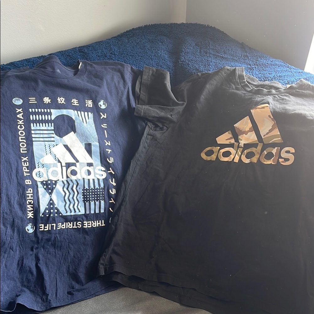 Adidas Black and Navy Graphic Tees